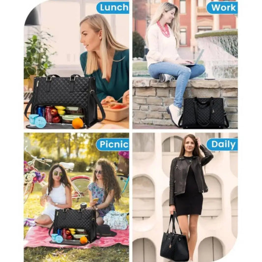 Große Damen-Lunchbag 3-in-1 – Isolierte Lunchtasche + Umhängetasche + Laptoptasche | Wasserdicht & Auslaufsicher
